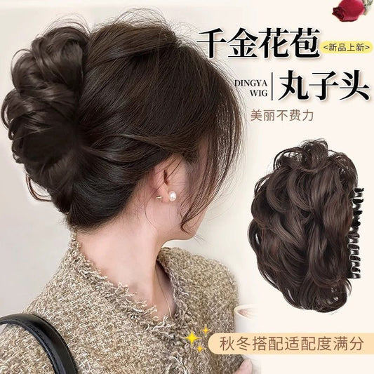 Hairpin Bun Maker for Women with Short Curly Hair, Claw Clip Bun Maker, Fluffy Hair Tie