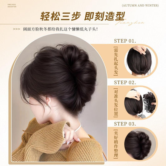 Hairpin Bun Maker for Women with Short Curly Hair, Claw Clip Bun Maker, Fluffy Hair Tie